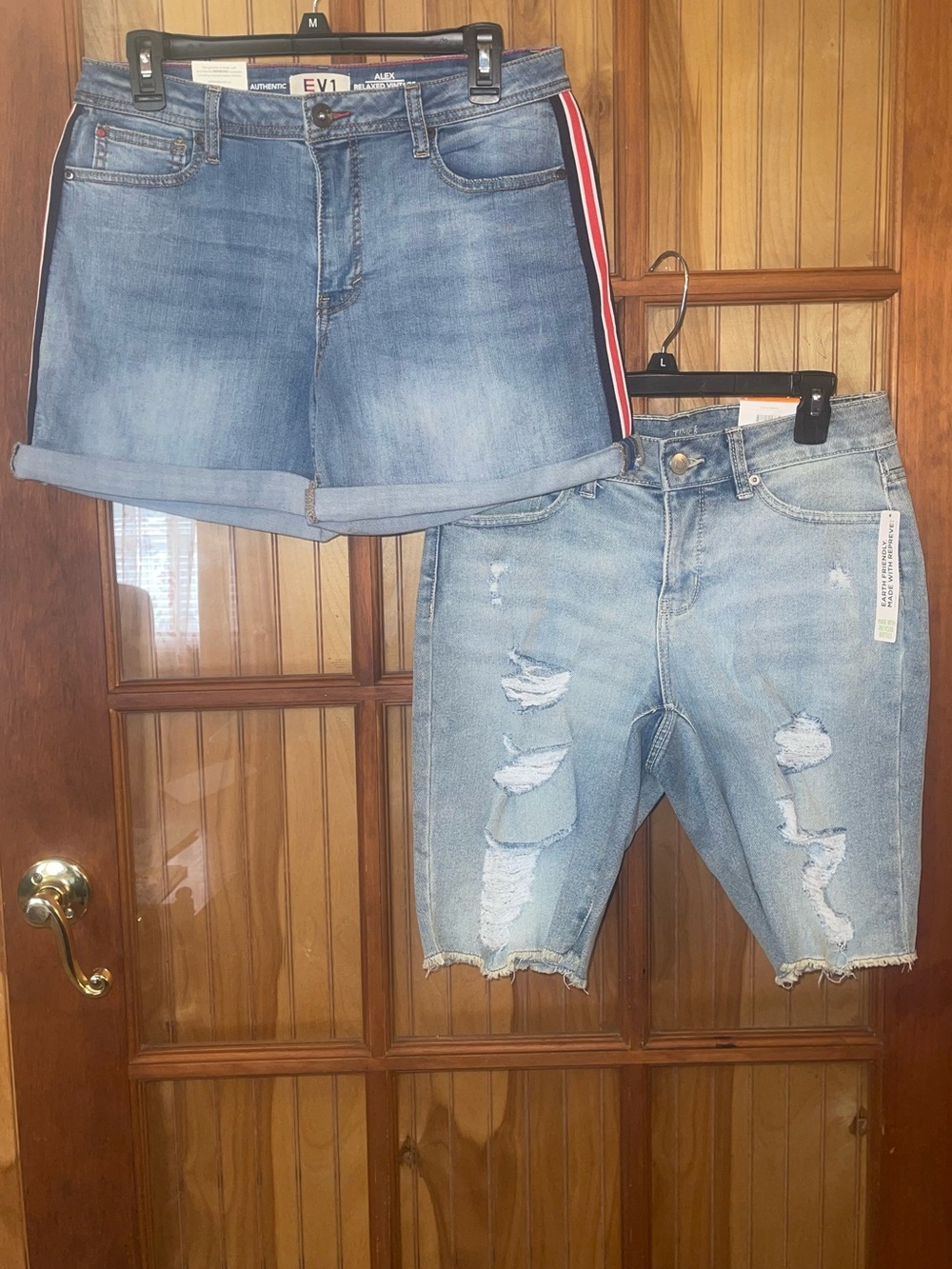 2 for $13 Light Blue Women’s Denim Jean Shorts with Side Stripe